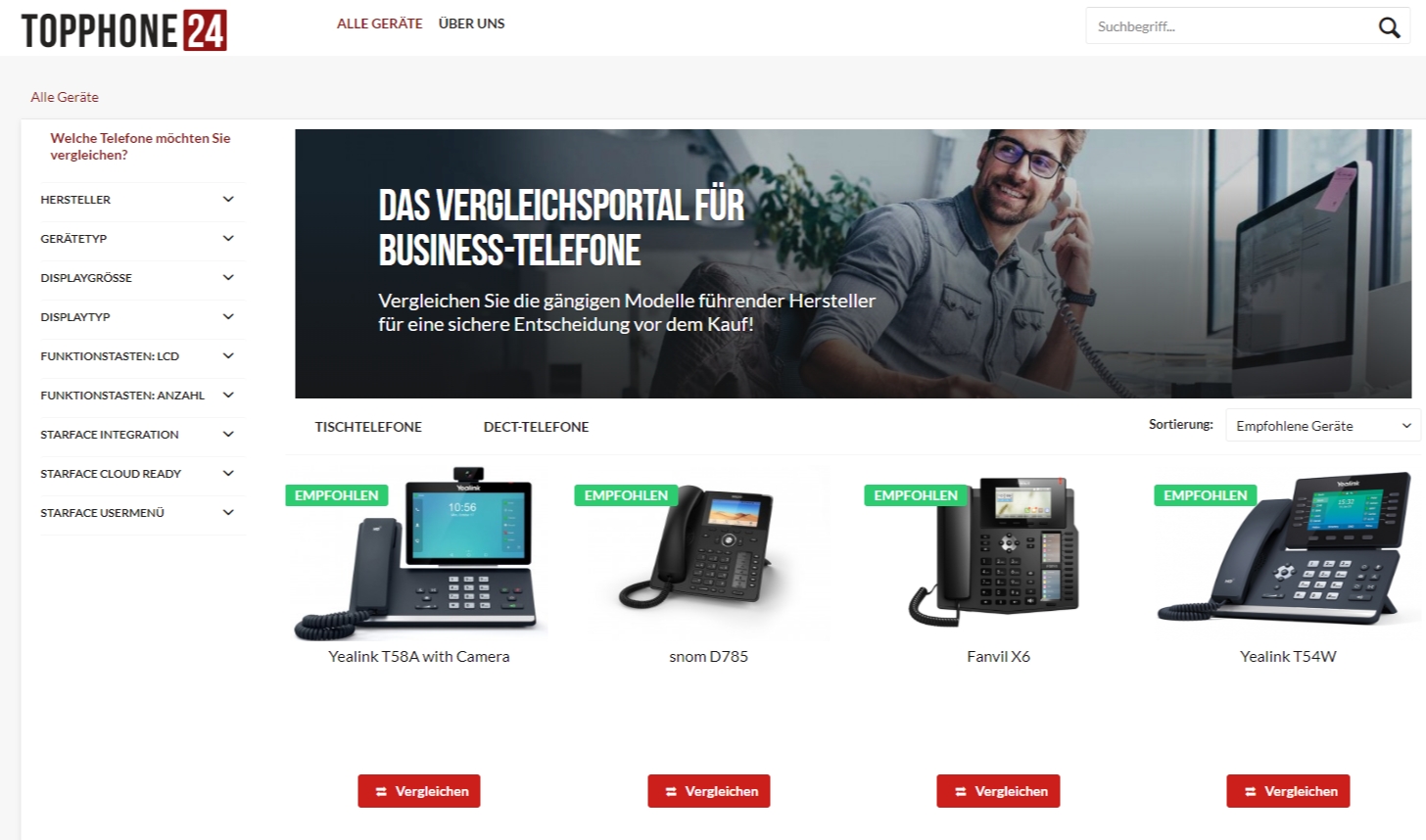 STARFACE launcht Vergleichsportal TOPPHONE24.com