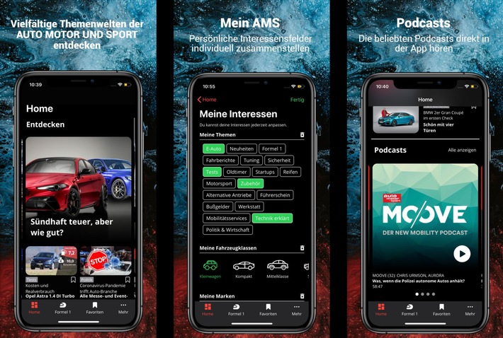 Die neue App von AUTO MOTOR UND SPORT bündelt jetzt mit „Mein AMS“-Funktion individuelle Themenangebote