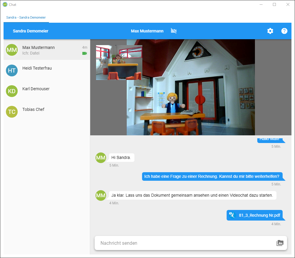 Virtuelle Kommunikation im ecoDMS Archiv über den ecoWORKZ-Videochat