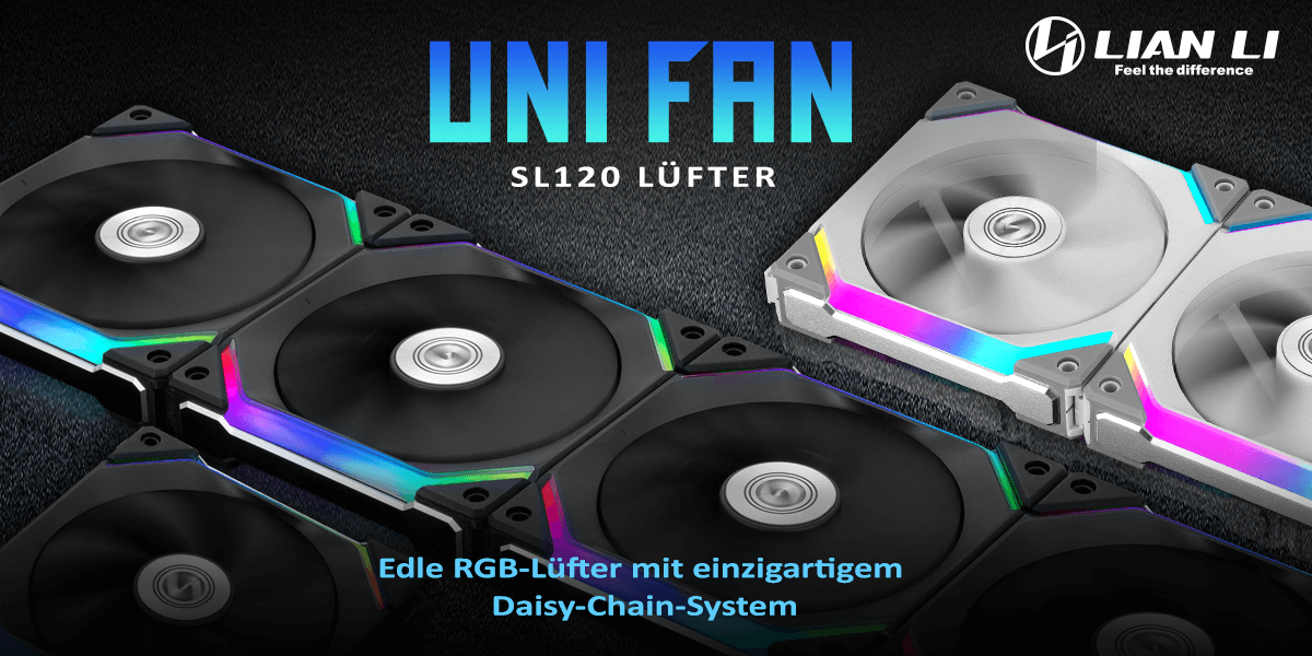 Neu bei Caseking: Lian Li UNI FAN SL120 Daisy-Chain-Fans