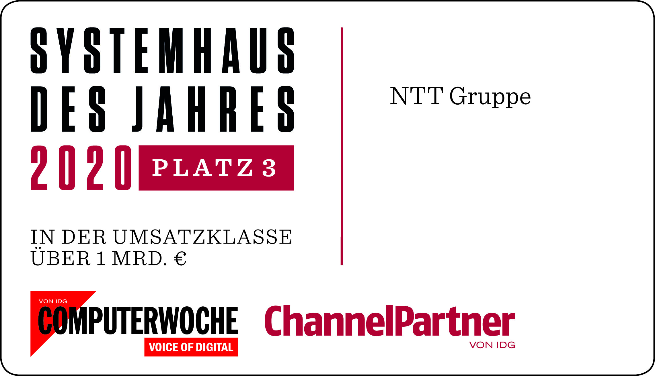 NTT Group auf Platz 3 im Gesamt-Ranking der besten Systemhäuser