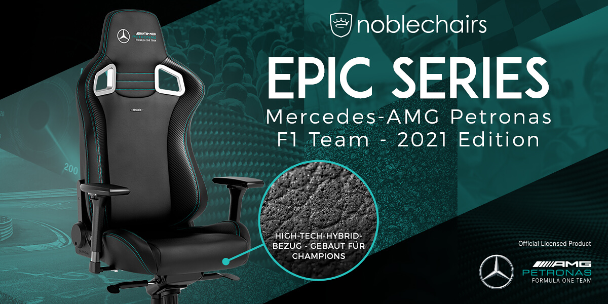 Neu bei Caseking: Der noblechairs EPIC in der offiziellen Mercedes-AMG Petronas Formula One Team – 2021 Edition