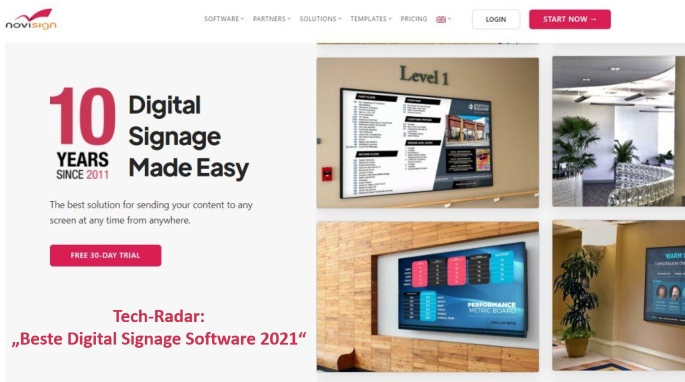 NoviSign belegt Platz 1 bei Tech-Radar „Best Digital Signage Software 2021“