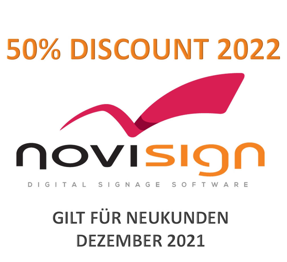 NOVISIGN  –  50% DISCOUNT 2022 FÜR NEUKUNDEN IM DEZEMBER