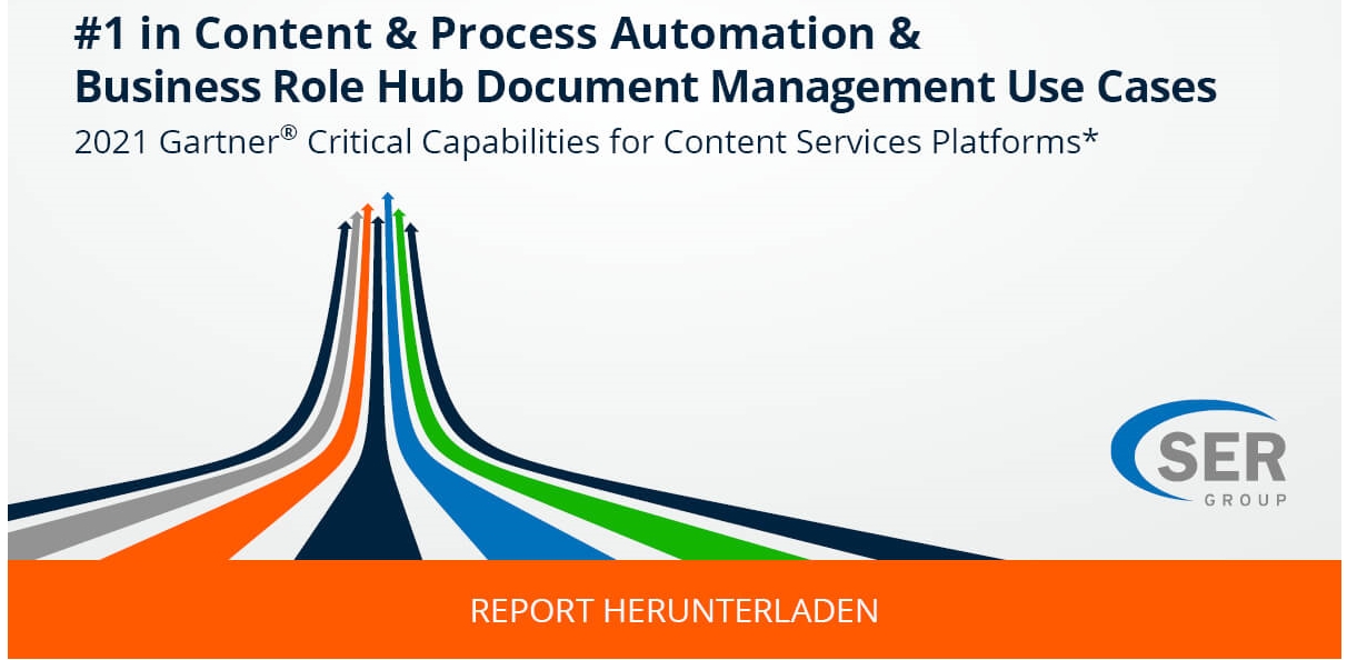 SER erhält Bestnoten von Gartner in „Content and Process Automation“ und „Business Role Hub Document Management“